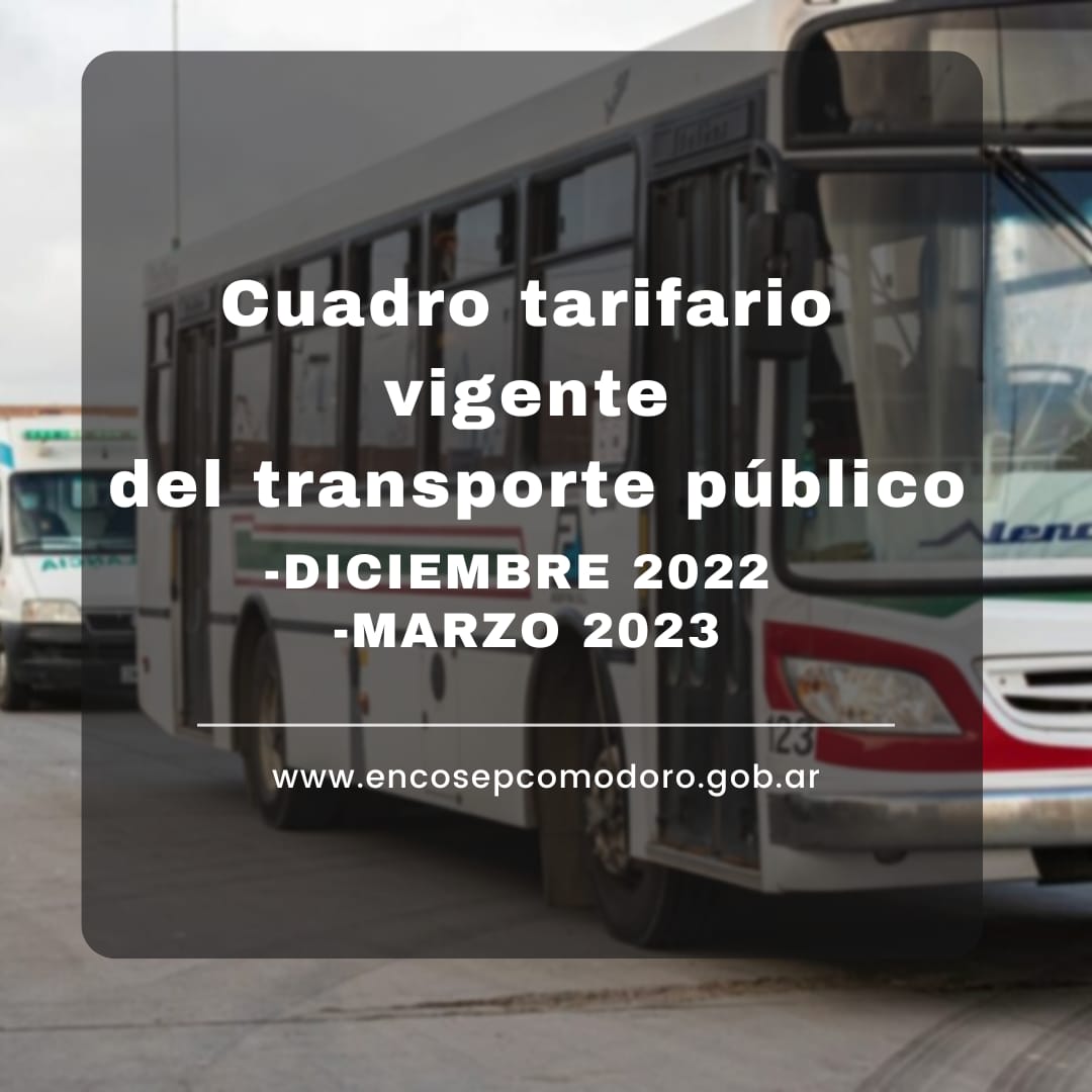 Cuadro Tarifario del Transporte publico (Diciembre22-Marzo23)